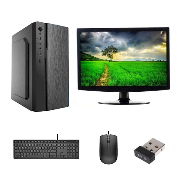 i3 DESKTOP PC Entwino Assembled Desktop Computer i3 550, 500GB HDD, 8GB RAM, 15.1 inch LED Windows 7 & MS Office Installed Trial Version for Online Class and Office Work - 19 INCH, BLACK